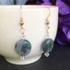 Moss Agate, Swarovski Crystal, and Gold Fill Earrings
