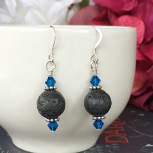 Lava and Swarovski Crystal Earrings